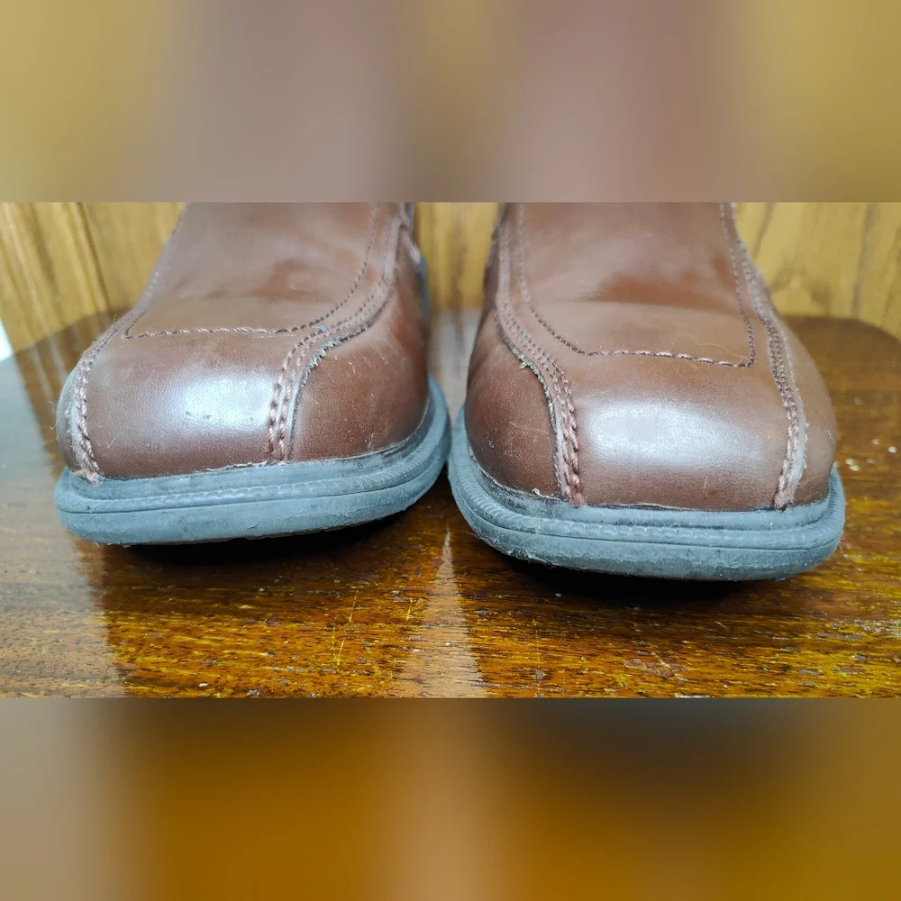 Men's Nunn Bush Slip Resistant Brown Leather Loafers, 9